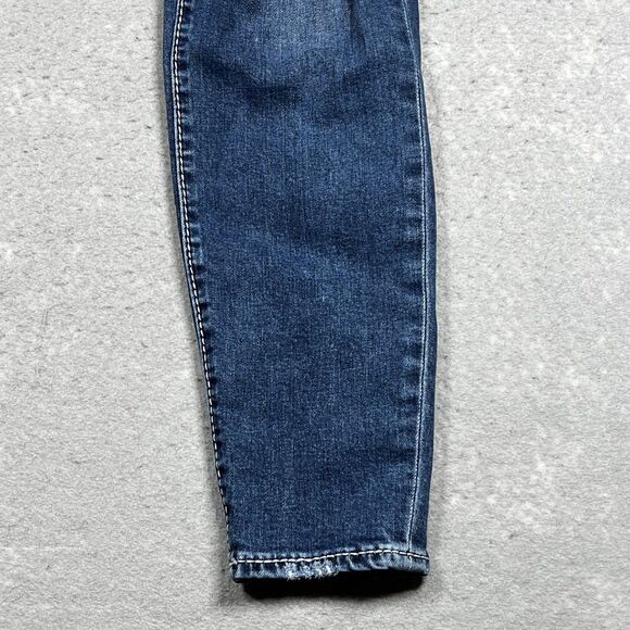 True Religion Rocco Relaxed Skinny Jeans Womens Sz 34 Blue Dark Wash Distressed - Picture 5 of 16